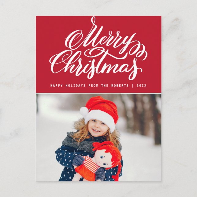 navidades rojos con tarjeta de vacaciones familiar (Anverso)