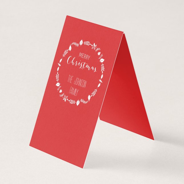 Navidades Rojos Con Tarjeta Doble Decorada De Hoja (Reverso)