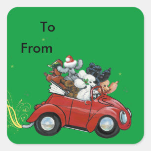 Navidades rojos de carros con odles Etiquetas Pega