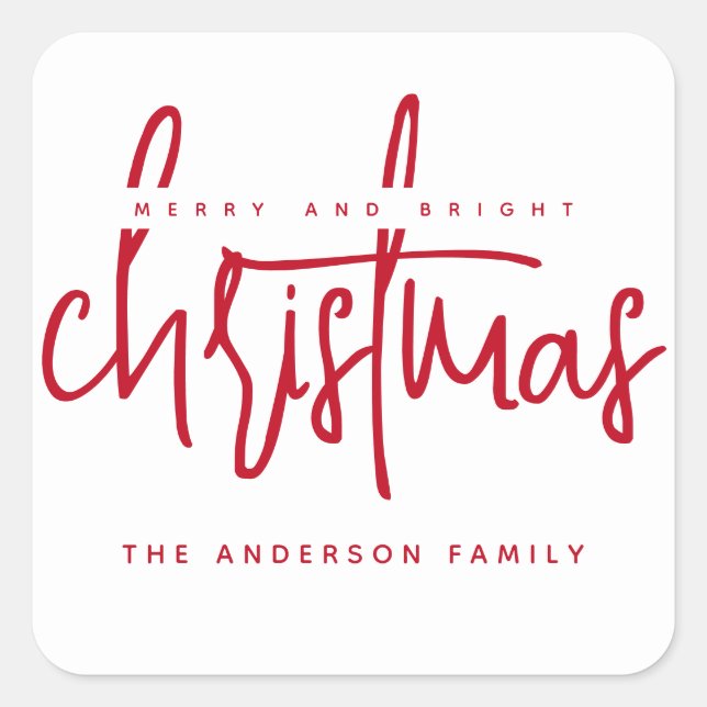 Navidades rojos de guión minimalista Pegatina cuad (Anverso)