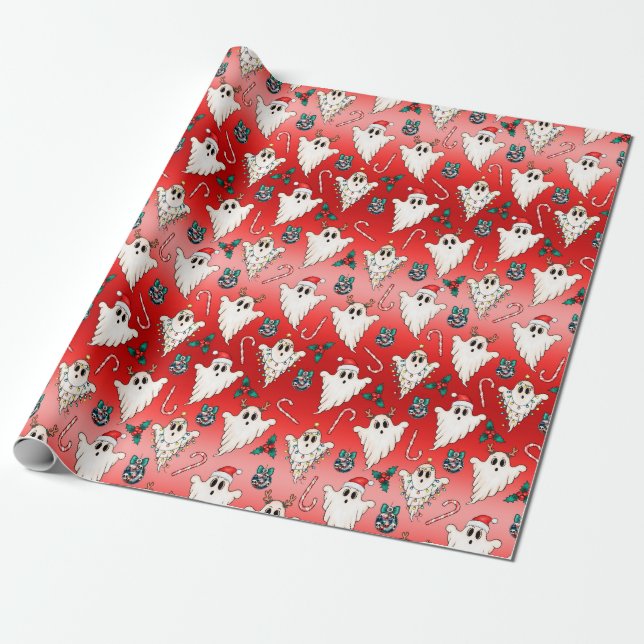 Navidades rojos fantasean papel de envolvimiento g (Desenrollado)