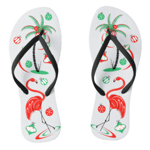 Navidades rojos Flamingo Baubles chanclas