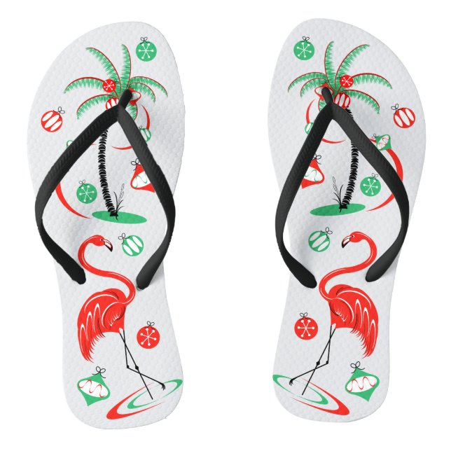 Navidades rojos Flamingo Baubles chanclas (Plantilla)