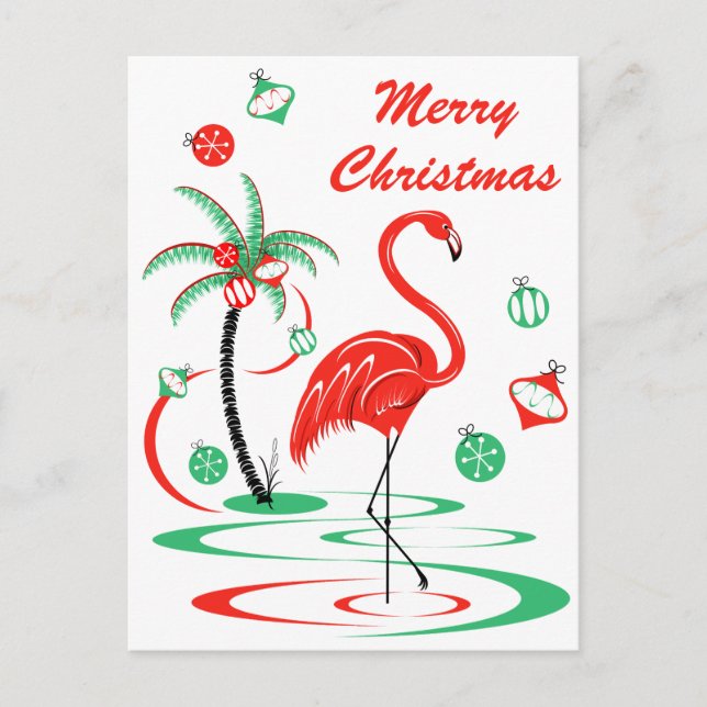Navidades rojos Flamingo Feliz retrato de Navidad (Anverso)