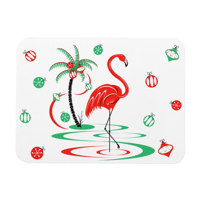 Navidades rojos Flamingo imán flexible horizontal (Horizontal)