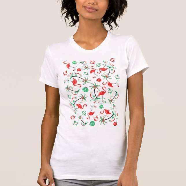 Navidades rojos Flamingo Mujeres con camisetas múl (Anverso)