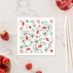 Navidades rojos Flamingo Papel de servilleta múlti
