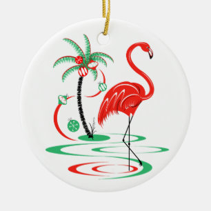 Navidades rojos Flamingo Torneo de ornamento de te