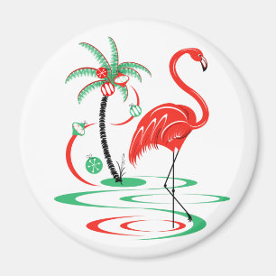 Navidades rojos Imán Flamingo alrededor