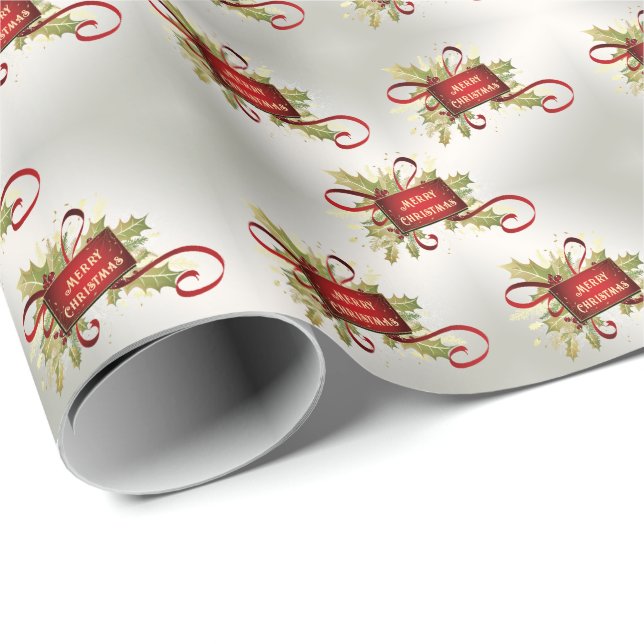 Navidades rojos modernos envolviendo papel (Esquina del rollo)