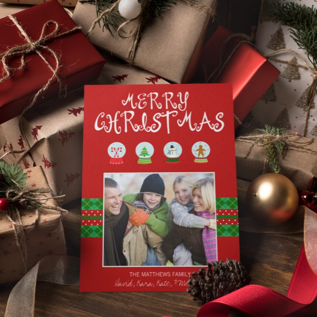 Navidades rojos Nieve globa tarjeta fotográfica de (Subido por el creador)