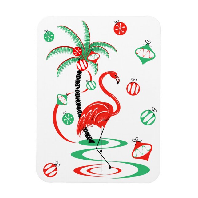 Navidades rojos Retrato imán flexible Flamingo (Vertical)