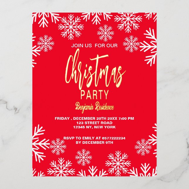 Navidades rojos únicos de nieve invitan a tarjeta  (Anverso)