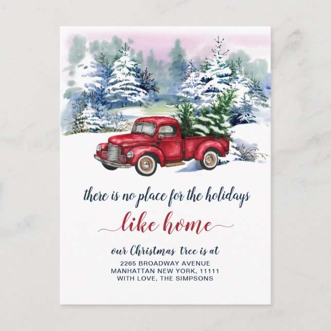 Navidades rojos vacaciones en camiones Invitación  (Anverso)