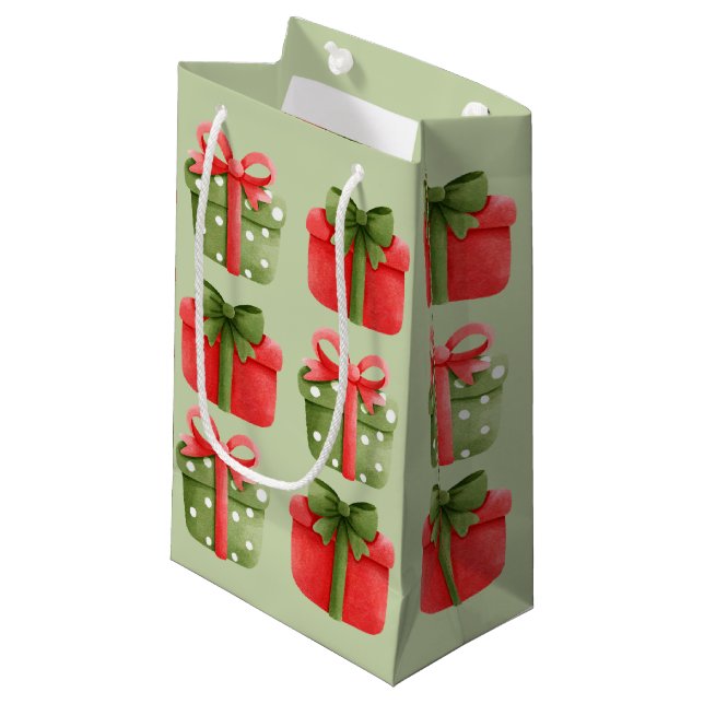 Navidades rojos, verdes Regalos Pastel Bolsa de Re (Angulo Anverso)