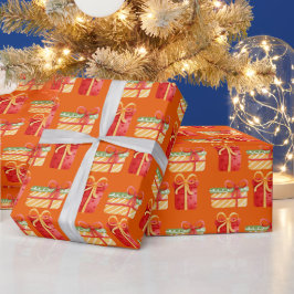 Navidades rojos y amarillos regalos Naranja Papel 