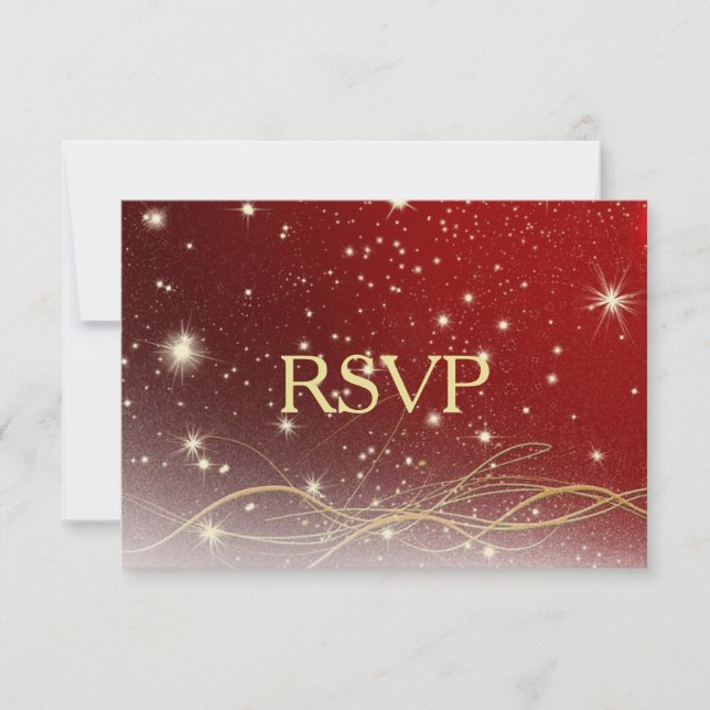 Navidades rojos y dorados Boda RSVP (Anverso)