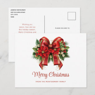Navidades rojos y dorados inclinan tarjeta postal 