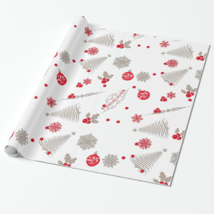 Navidades rojos y plateados Papel de envolvimiento