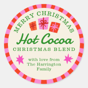 Navidades rojos y rosados pegatina de regalo de ch