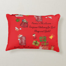 Navidades rojos y rosas niños acentúan la almohada