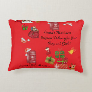 Navidades rojos y rosas niños acentúan la almohada