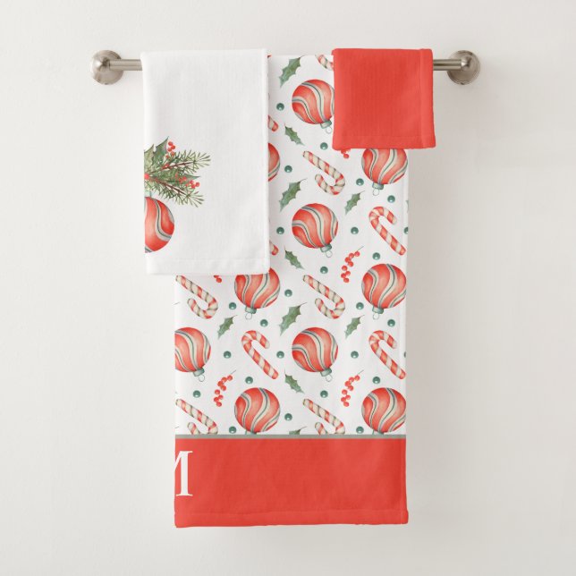 Navidades rojos y verdes Bulbos Monograma de caña  (In situ)