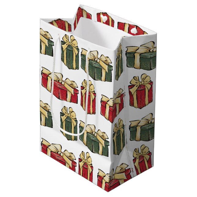 Navidades rojos y verdes obsequian bolsa de regalo (Angulo Anverso)