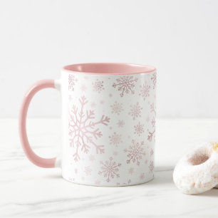 Navidades rosados Bonitos con copas de nieve en bl