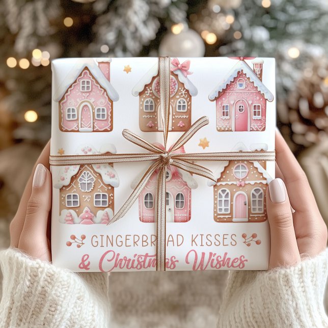 Navidades rosados Casas de pan de jengibre Papel e (Subido por el creador)