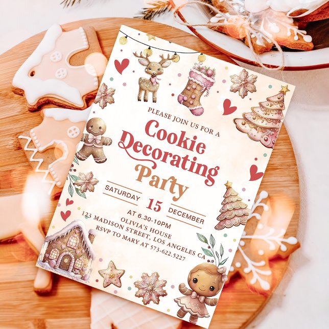 Navidades rosados Cookie decorando la invitación a (Subido por el creador)