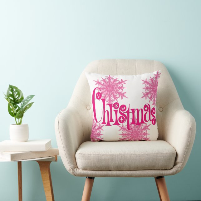 Navidades rosados copos de nieve Cojín decorativo  (Silla)