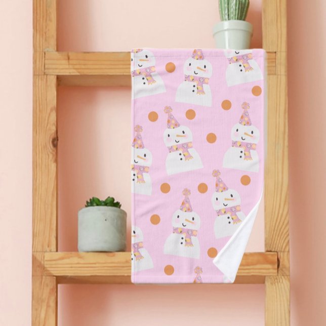 Navidades rosados delgados Polka Dot Snowman (Subido por el creador)