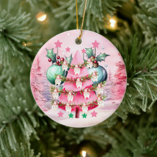 Navidades rosados Dentista Feliz Ornamento de Navi