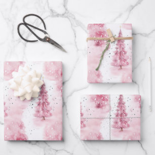 Navidades rosados envolviendo papel para regalos