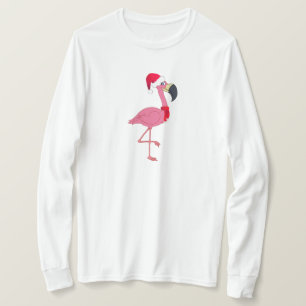 Navidades rosados Flamingo Camiseta de manga larga
