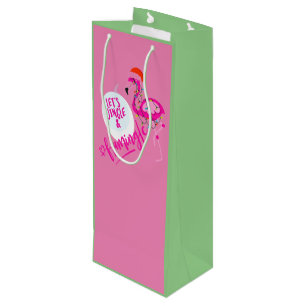 Navidades rosados Flamingo Luces Bolsa de Vino tot