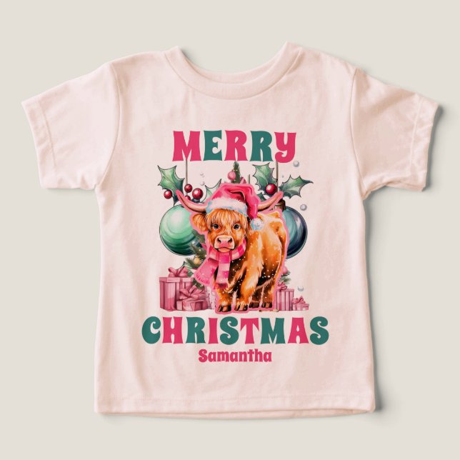 Navidades rosados Nombre personalizado de vaca Hig (Diseño delantero )