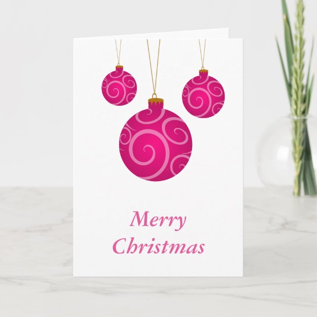 Navidades rosados oscuros baubles tarjeta de salud (Anverso)