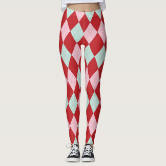 Navidades rosados y de menta Argyle Leggings