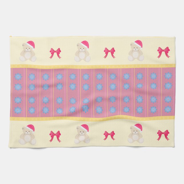 Navidades rosas Teddy Kitchel Toalla (Horizontal)