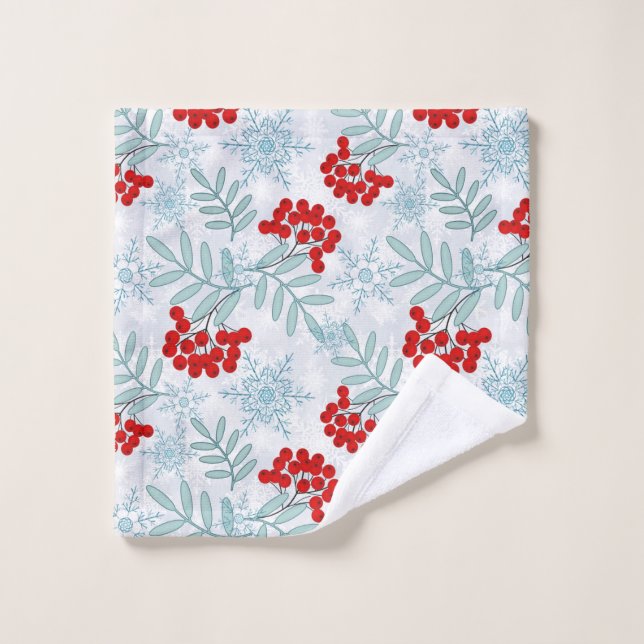 Navidades, Rowan, rojo, blanco, copos de nieve (Toallita)