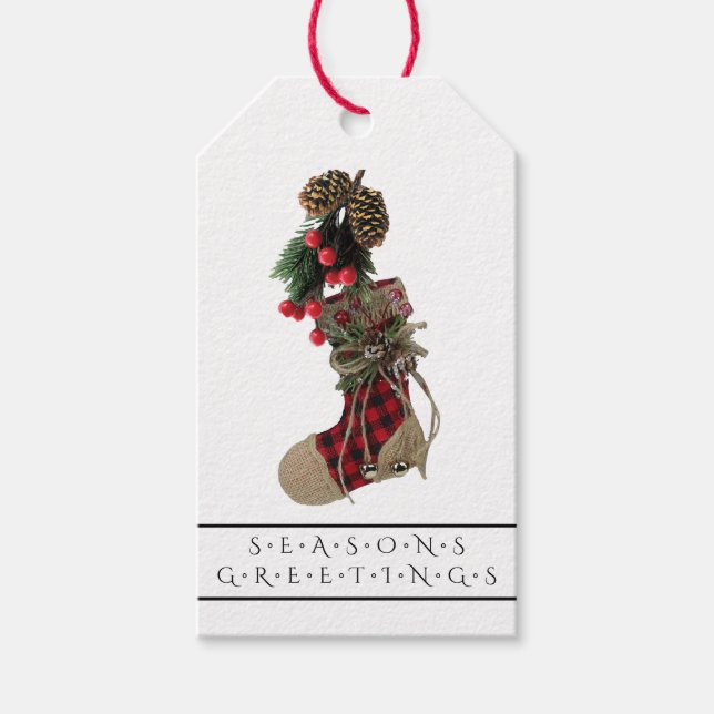 Navidades rusos levantando etiqueta de regalo (Anverso)