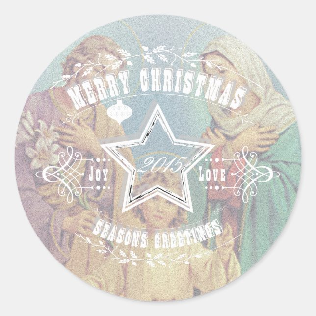 NAVIDADES Sagrada Familia - Pegatina (Anverso)