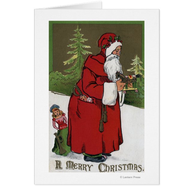 Navidades saludando a Santa con caballo de madera (Frente)