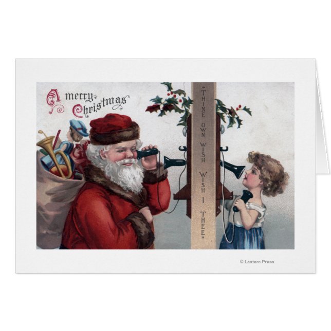Navidades Saludando a Santa y al teléfono (Anverso (Horizontal))