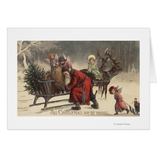 Navidades Saludando a Santa y Sleigh (Anverso (Horizontal))
