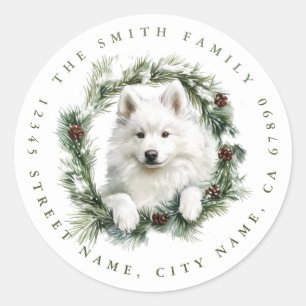 Navidades Samoyed Dog Round Pegatinas