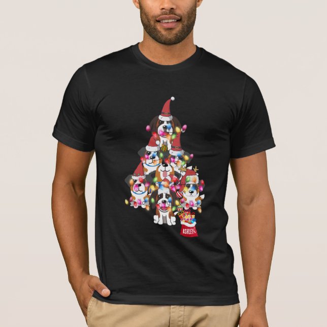 Navidades San Bernardo Perro Cachorro Camiseta (Anverso)