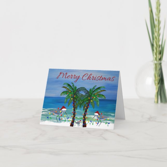 Navidades sandpipers Tarjetas costeras de vacacion (Anverso)